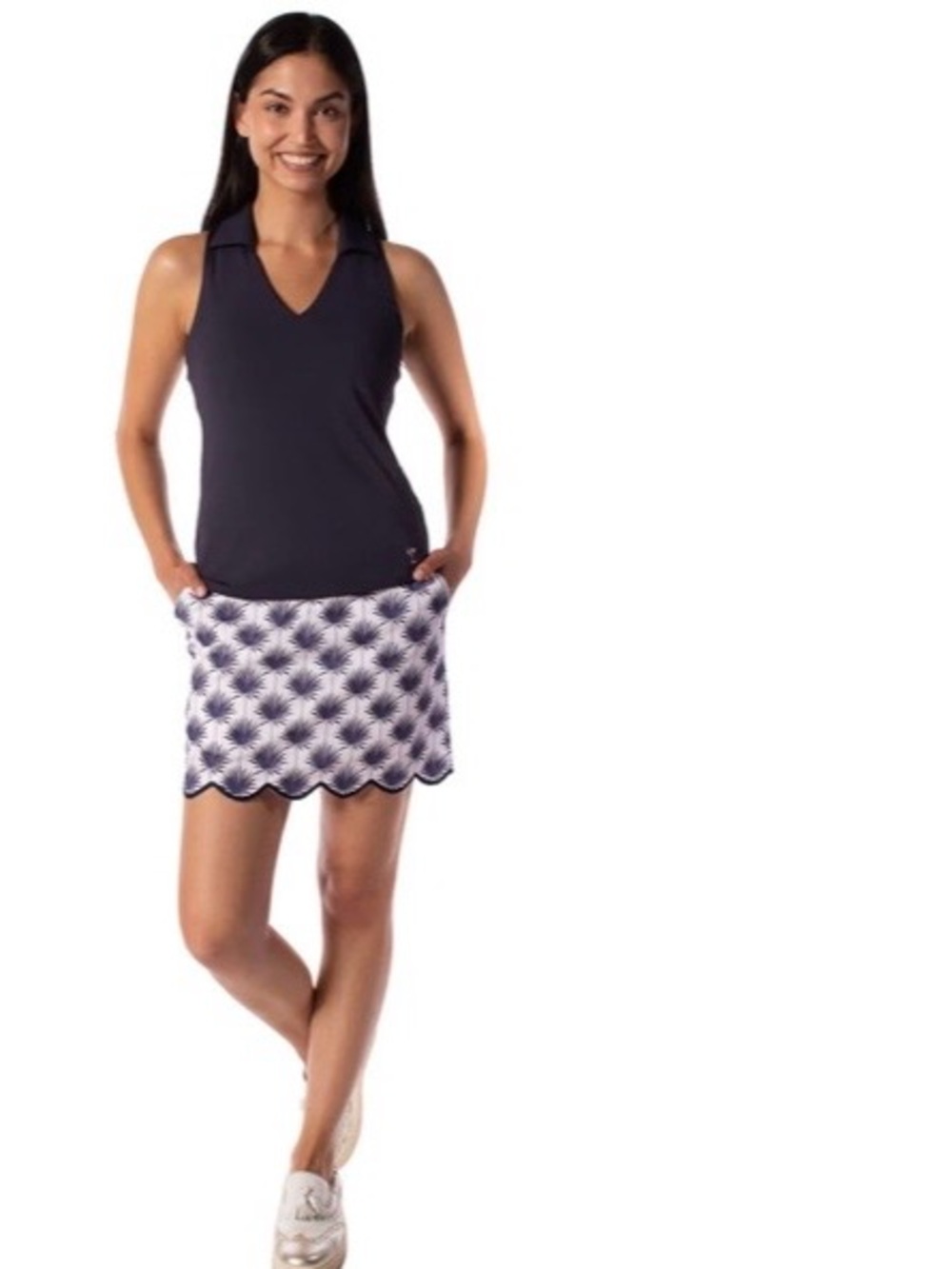 Golftini Sand Castle Skort White Navy Print 16